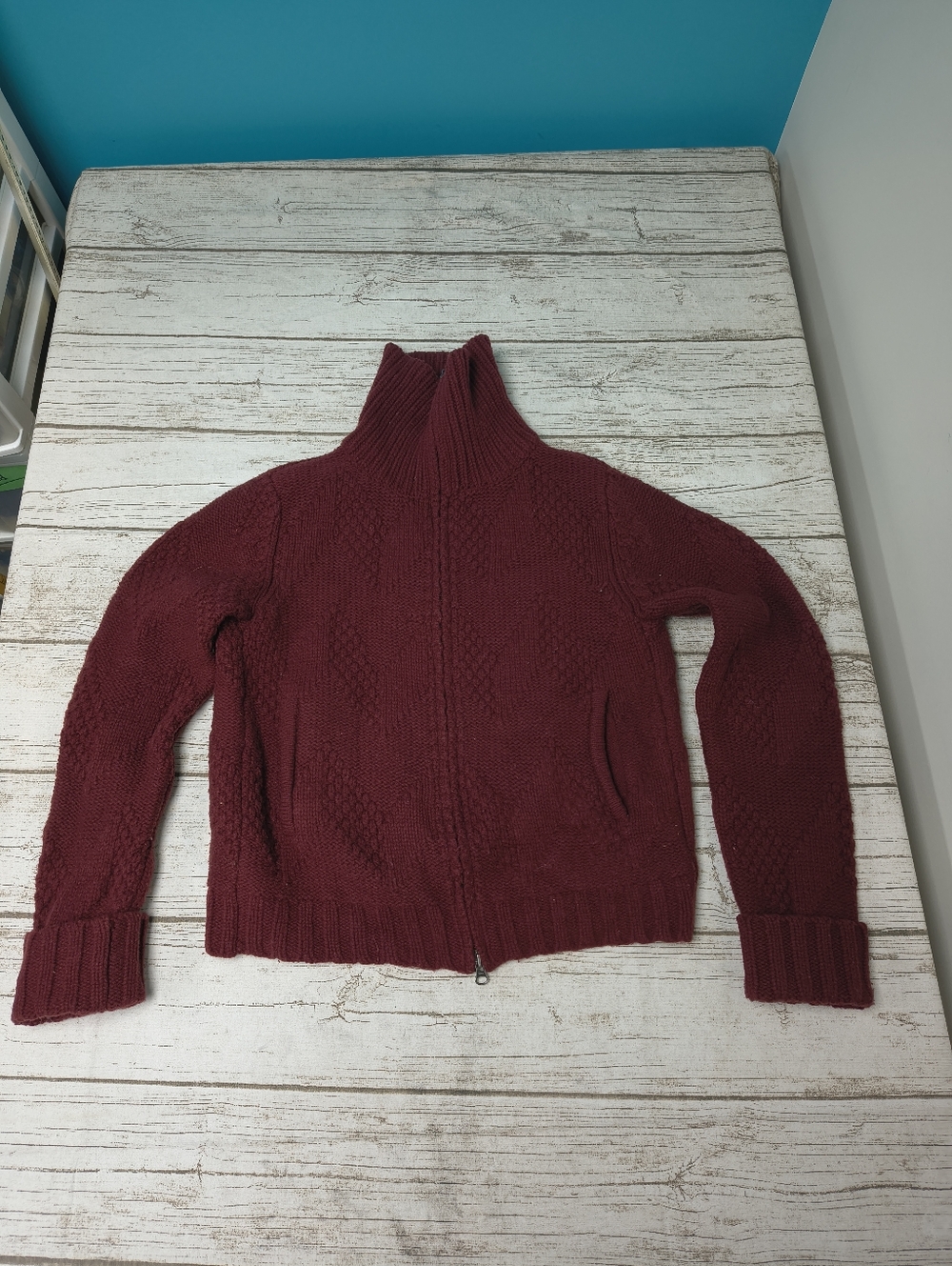 Vintage Patagonia Wool Mockneck Full Zip Cardigan Sweater Women Size Small